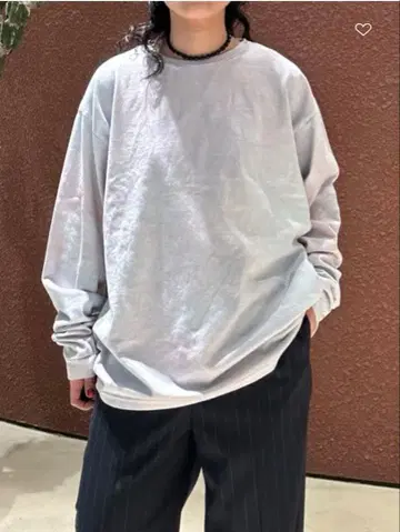 6 ROKU 코튼 가먼트 다이 풀오버 라일락