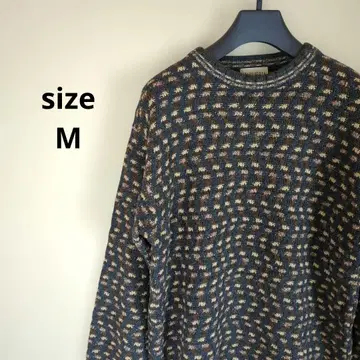 이탈리아제 구제 의류 MAGLIERIA 니트 크루넥 올 패턴 M