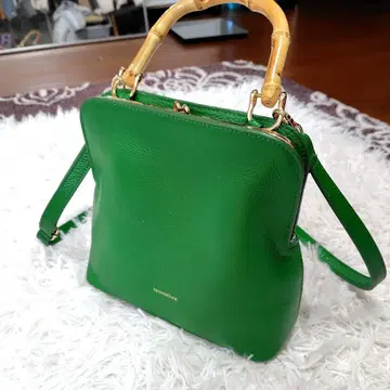 그린 숄더백 대나무 핸들 포함