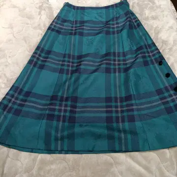 Yorkland 그린&네이비 체크 플레어 스커트
