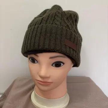 매킨토시 필로소피 니트 모자 케이블 편직 그린 가죽 택 새상품급