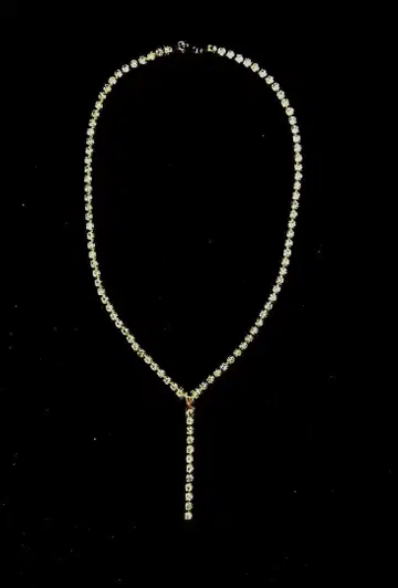 목걸이 I(Y)형 디자인, 큐빅 (대형 4mm), 골드