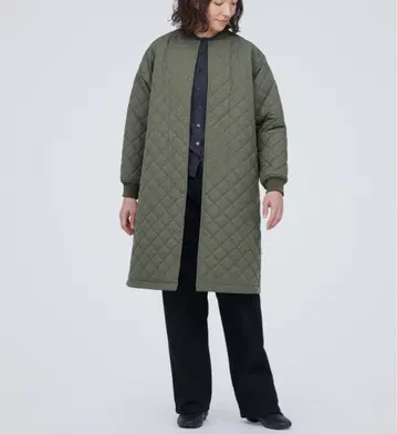 MUJI 무인양품 퀼팅 코트 세탁 가능 M 카키 점퍼