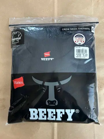 새상품 Hanes (헤인즈) BEEFY 써멀 크루넥 긴팔T셔츠