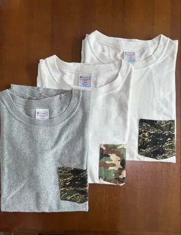 [ champion ] 리버스 위브 T셔츠 카모플라쥬 포켓 L 3장 세트