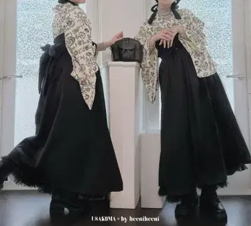 우사코마- 코르셋 오비 스커트/나이트 블랙 (블랙)