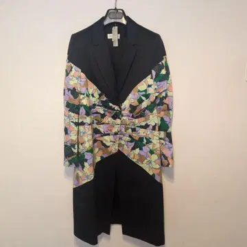 Dries Van Noten 셔링 싱글 코트 블랙