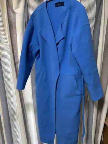 SHIPS 블루 롱 코트 허리 리본 포함