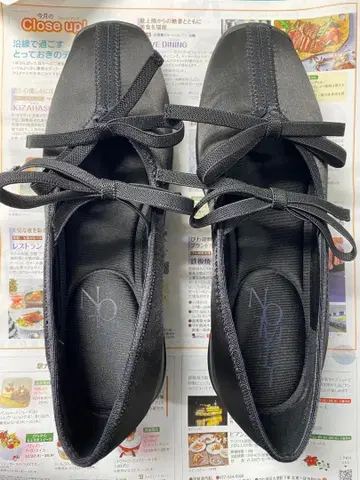 le talon 르탈론 더블 리본 발레리나 블랙 23.5cm