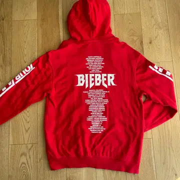 TEAM BIEBER 레드 후드티 M