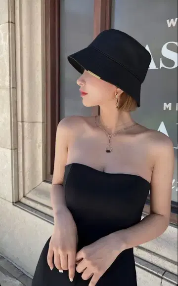 시이짱 차광 버킷햇 블랙