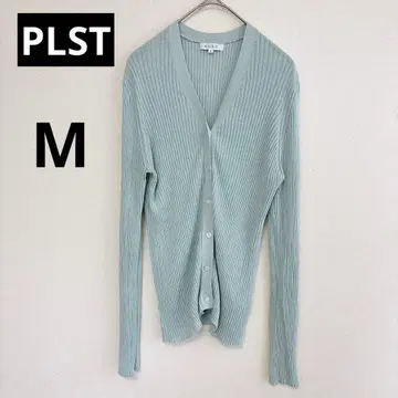 깔끔한 PLST 니트 가디건 라이트 그린 M 리브 면 혼방 봄/가을