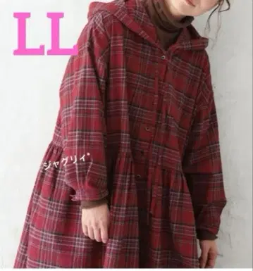 Soul berry 원피스 체크 빨간 망토 빨간색 LL