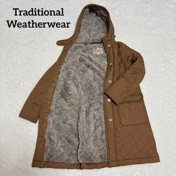 트래디셔널 웨더웨어 퀼팅 코트 롱 보아 포함