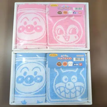 호빵맨 복슬복슬 페이스타월 핑크 블루 4장