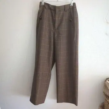 human woman 울 폴리에스테르 체크 팬츠 S