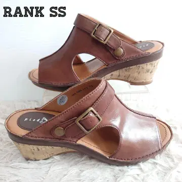 미사용 Piedi Nudi 샌들 신발 24cm 여성용 브라운 갈색