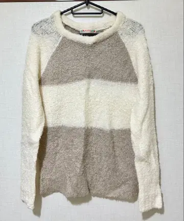 BEAMS HEART 긴팔 니트 스웨터 아이보리 베이지