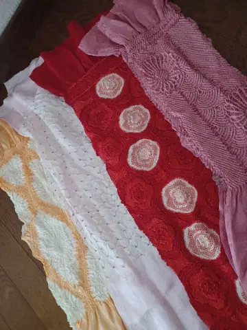 오비 장식 천 쥐어짜기 순수 실크 새상품급 4점 고급품