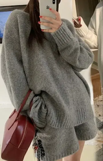 니트 셋업 / 숏팬츠 스웨터 2점 세트 상하의 세트 원마일 웨어