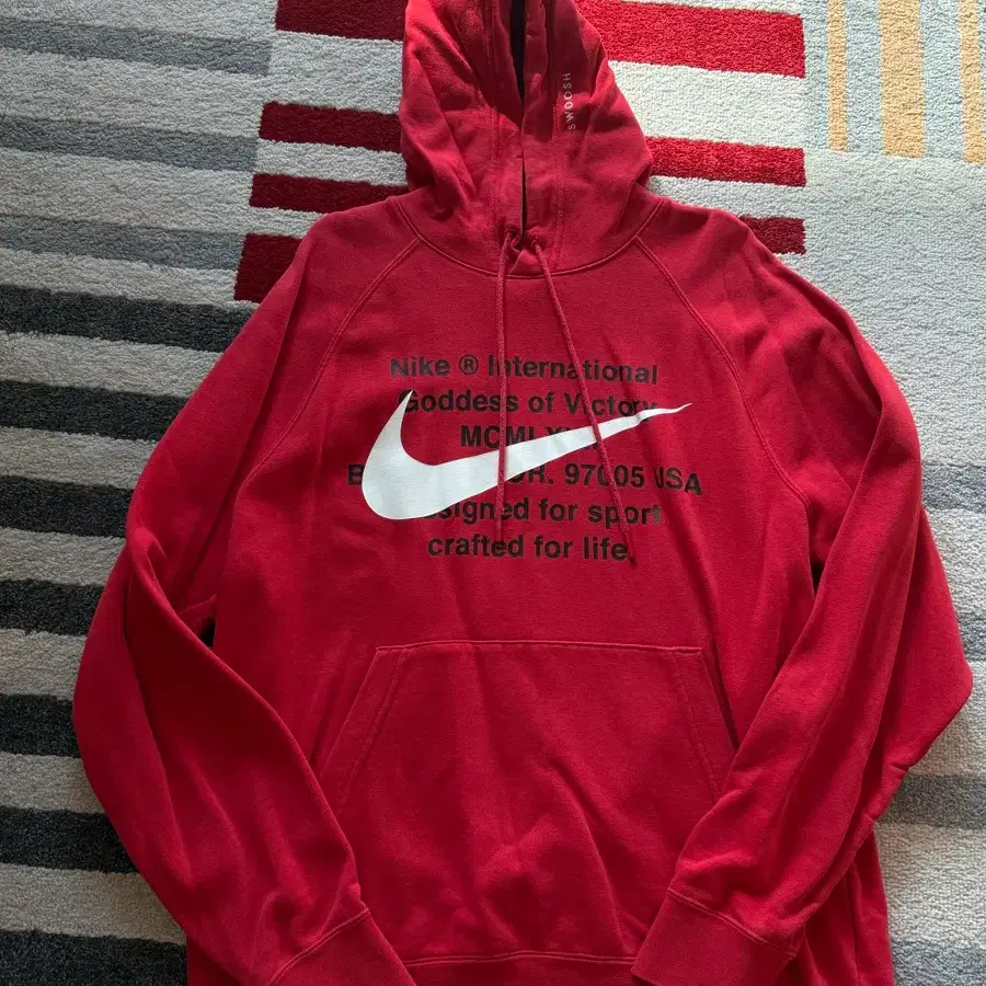 nike double swoosh red hoodie