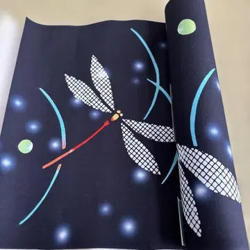 야마모토 간사이 유카타 옷감 블랙 베이스 잠자리 무늬