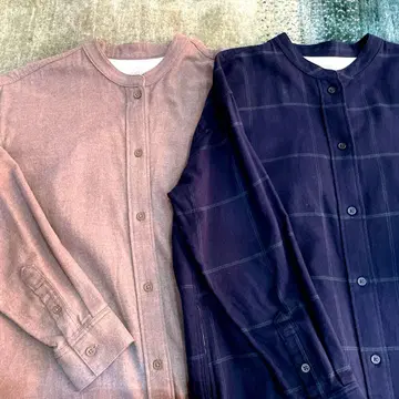 [ 2장 세트 ] MUJI 플란넬 원피스 모카 브라운 네이비 x 그린