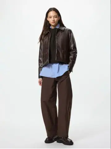 저지 배럴 레그 팬츠 XS 다크 브라운