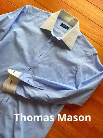 토마스 메이슨 (Thomas Mason) 파랑 글렌체크 클레릭 셔츠