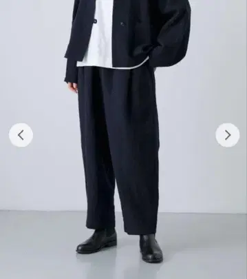 카구레 울 린넨 팬츠 테이퍼드 네이비