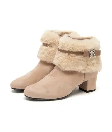 4WAY 퍼 비쥬 리본 벨트 숏부츠