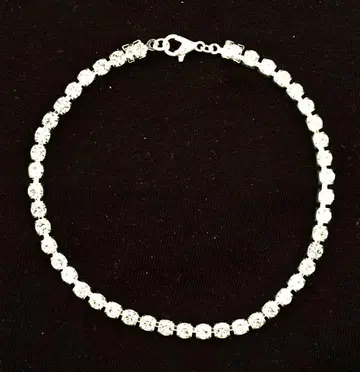 발찌 싱글 체인, 큐빅(대형 4mm), 실버