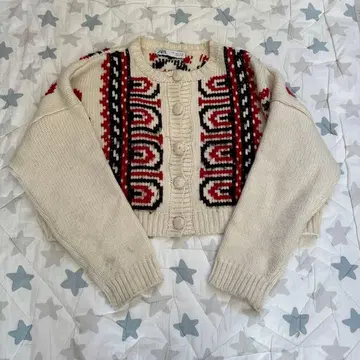 ZARA 기하학 패턴 크롭 스웨터 S