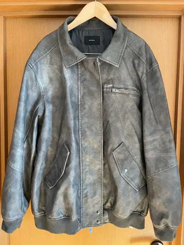 EMODA 빈티지 인조 가죽 블루종