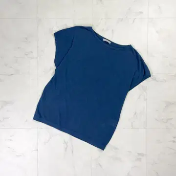 띠어리 럭스 코튼 프렌치 슬리브 니트 반팔 스웨터 네이비 38*LD70