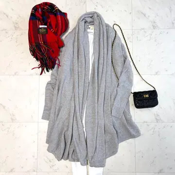 새상품급 드밀리 캐시미어 100% 드레이프 가디건 가운 겉옷 그레이 S