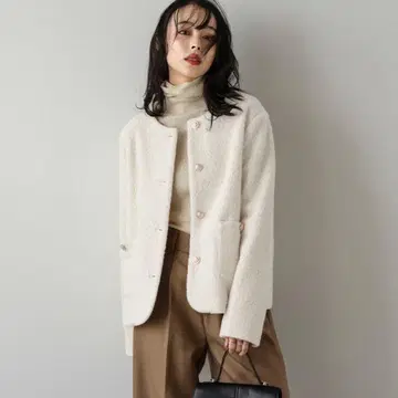 [ 새상품급 ] 라지엠 노카라 자켓 보들보들 블루종 아이보리 F