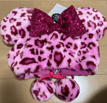 디즈니 미니 팬캡 레오파드 무늬 핑크