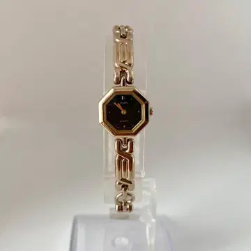 새상품 배터리 SEIKO ALBA 손목시계 옥타곤 골드 컬러 블랙 다이얼