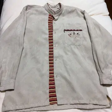 FITOUT 베이지 스트라이프 플라켓 긴팔 셔츠 LL