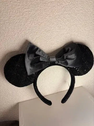 미키 귀 머리띠 블랙 리본 포함