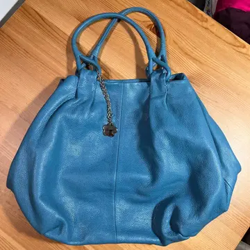 하마노/HAMANO 앙상블 토트백 가죽 스카이블루 황실 납품 주름 가죽
