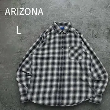 ARIZONA 옴브레 체크 플란넬 셔츠 L 그레이