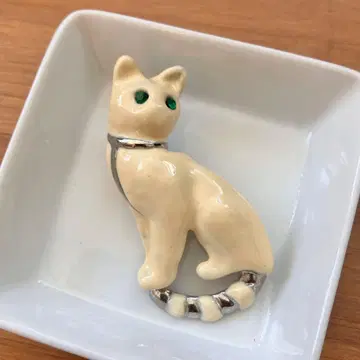 고양이 에나멜 브로치 빈티지
