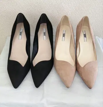 미사용 R&E 스웨이드풍 소재 펌프스 2켤레 24.5 cm