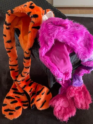 티거 체셔캣 발바닥 무늬 모자 장갑 2개 세트