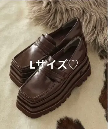 Darich 에나멜 플랫폼 로퍼 브라운 L 사이즈