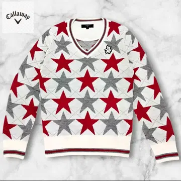 컨디션 최상 Callaway 별 패턴 V넥 스웨터 베어 곰