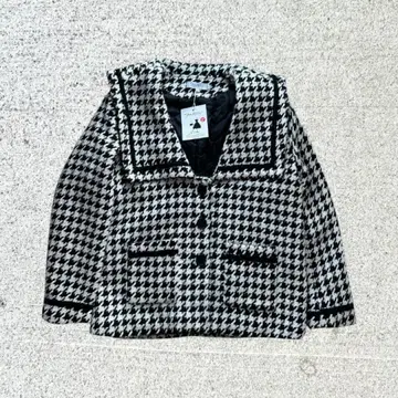 새상품급 세일러 카라 하운드투스 패턴 자켓 코트 XL