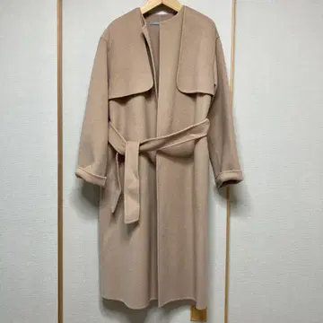 띠어리 럭스 노카라 더블 페이스 코트 벨트 포함 카멜 38